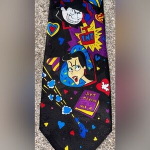 1993 Vintage Bolero Rocky and Bullwinkle Men’s tie Black characters words